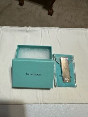 Tiffany & Co. Silver Money Clip with Signature Blue Pouch and Box